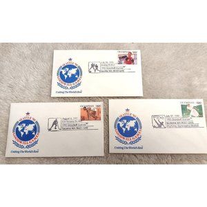 Goodwill Games 1990 Seattle Washington Set of 3 Stamps & Envelopes Unused